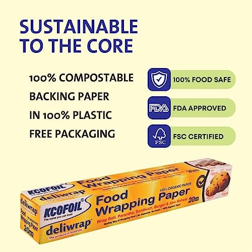 Kcofoil Food Wrapping Paper, 278 mm x 20 m, White Paper Foil (Pack Of 1) - Image 4