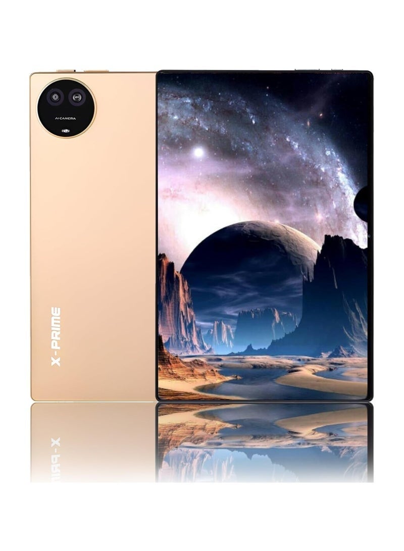 X - Prime 🌟 10.1-Inch HD AMOLED Display Android Tablet | 8GB RAM + 256GB ROM | Dual SIM 5G + Wi-Fi | Slim Design | Dual Camera | Google Meet & Zoom Supported – Gold - Image 1
