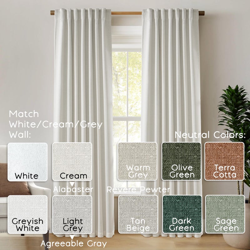 PANELSBURG Blackout Curtains for Living Room 2 Panels Set Farmhouse Room Darkening Thermal Liner Back Tab Pleated Boho Window Curtain Drapes Total 100 in Wide 102 Inches Long Cream Ivory - Image 3