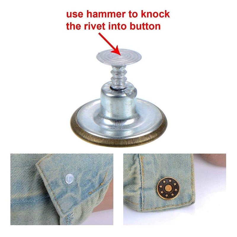 Diy Crafts CT-DIY-HI-37367 40 Sets Jeans Buttons Metal Button Snap Buttons Kit With Rivets and Plastic Storage Box, # 1, Bronze (Gold) - Image 5
