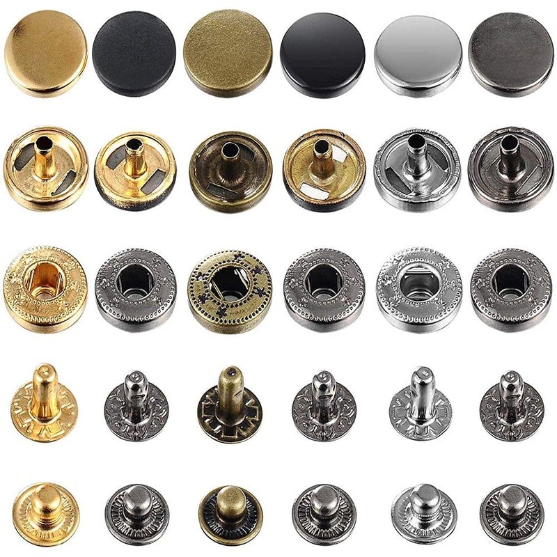 Diy Crafts CT-DIY-HI-37367 40 Sets Jeans Buttons Metal Button Snap Buttons Kit With Rivets and Plastic Storage Box, # 1, Bronze (Gold) - Image 1