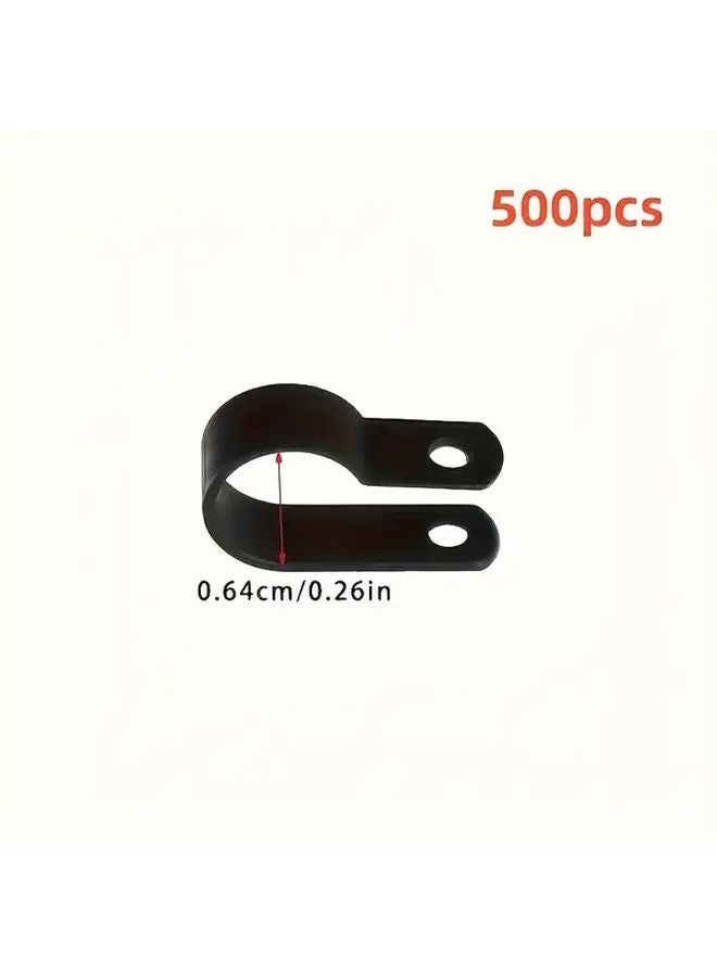 500 قطعة مشبك كابل أسود ثقيل على شكل R بدون مسامير سهل التركيب - Image 4