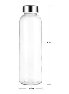 FUFU 6Pcs 16oz Glass Water Bottles,  Clear Glass Bottles with Stainless Steel Lids, Reusable Glass Drink Bottles with Caps, Juice Bottles for Juicing  - Image 2