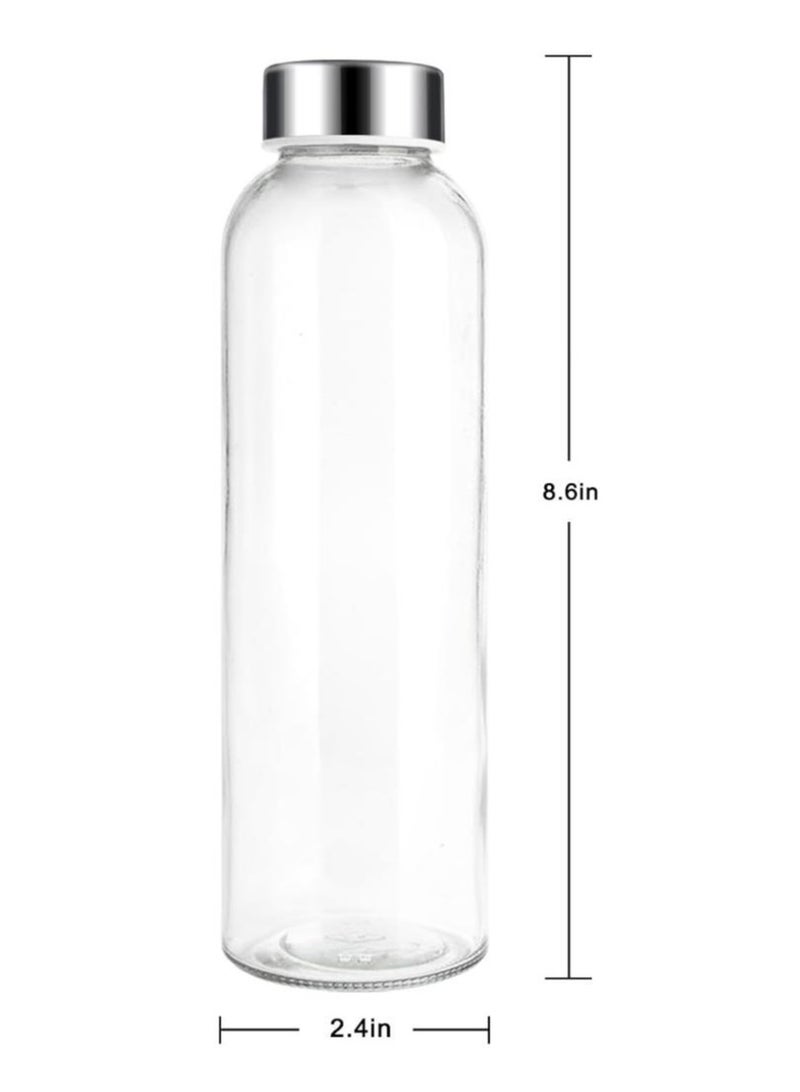 FUFU 6Pcs 16oz Glass Water Bottles,  Clear Glass Bottles with Stainless Steel Lids, Reusable Glass Drink Bottles with Caps, Juice Bottles for Juicing  - Image 2