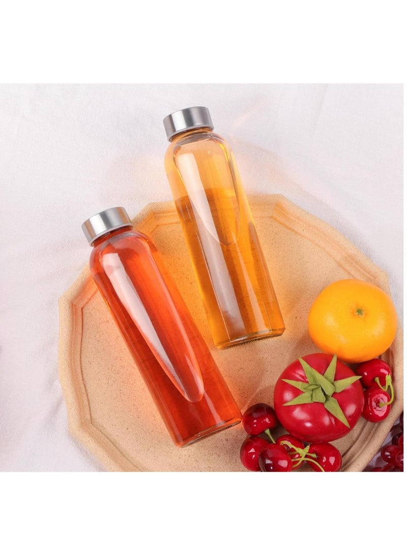 FUFU 6Pcs 16oz Glass Water Bottles,  Clear Glass Bottles with Stainless Steel Lids, Reusable Glass Drink Bottles with Caps, Juice Bottles for Juicing  - Image 4