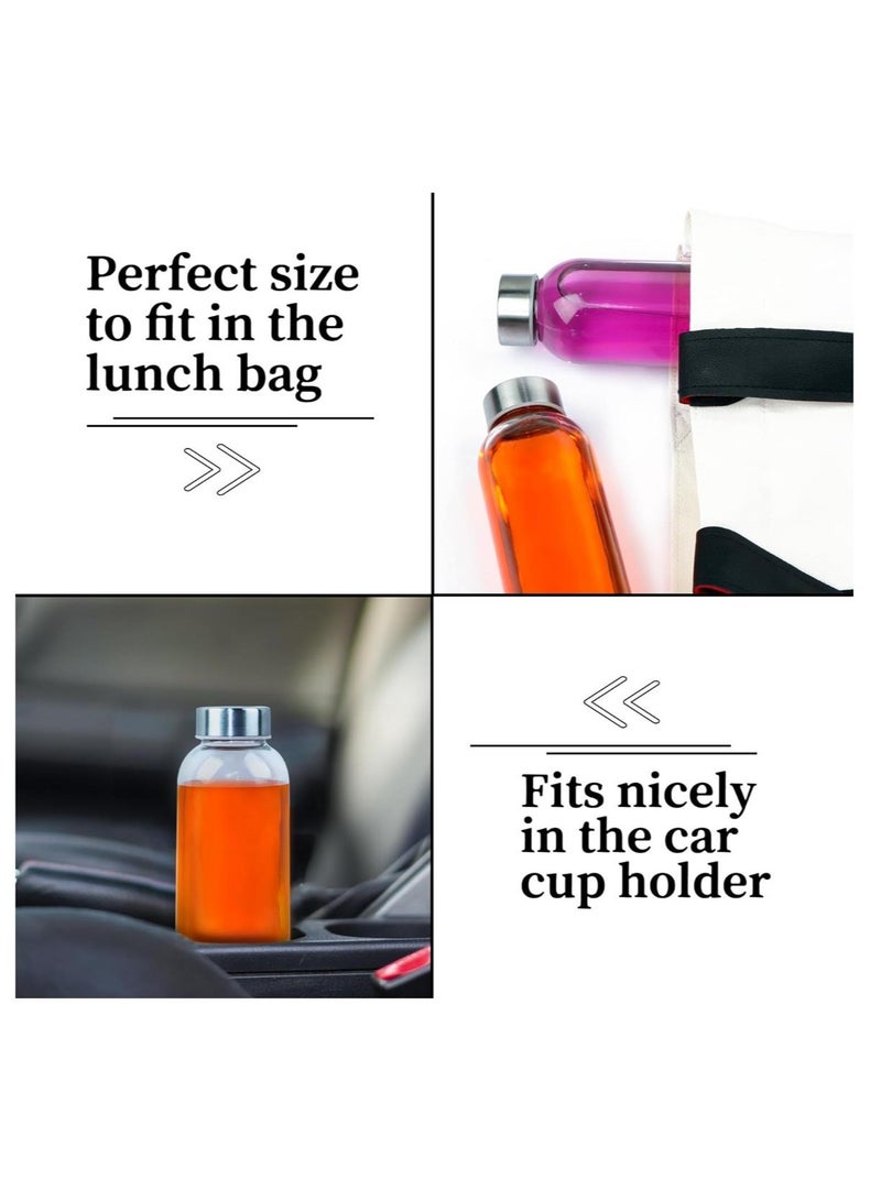 FUFU 6Pcs 16oz Glass Water Bottles,  Clear Glass Bottles with Stainless Steel Lids, Reusable Glass Drink Bottles with Caps, Juice Bottles for Juicing  - Image 5