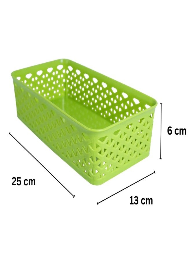 Simply Home Ellora -1 Multi-Purpose Plastic Storage Basket|Stackable Organizer Tokri For Home,Kitchen,Bathroom & Office|Ideal For Toys,Clothes,Cosmetics,Stationery|Set Of 1|Green - Image 2