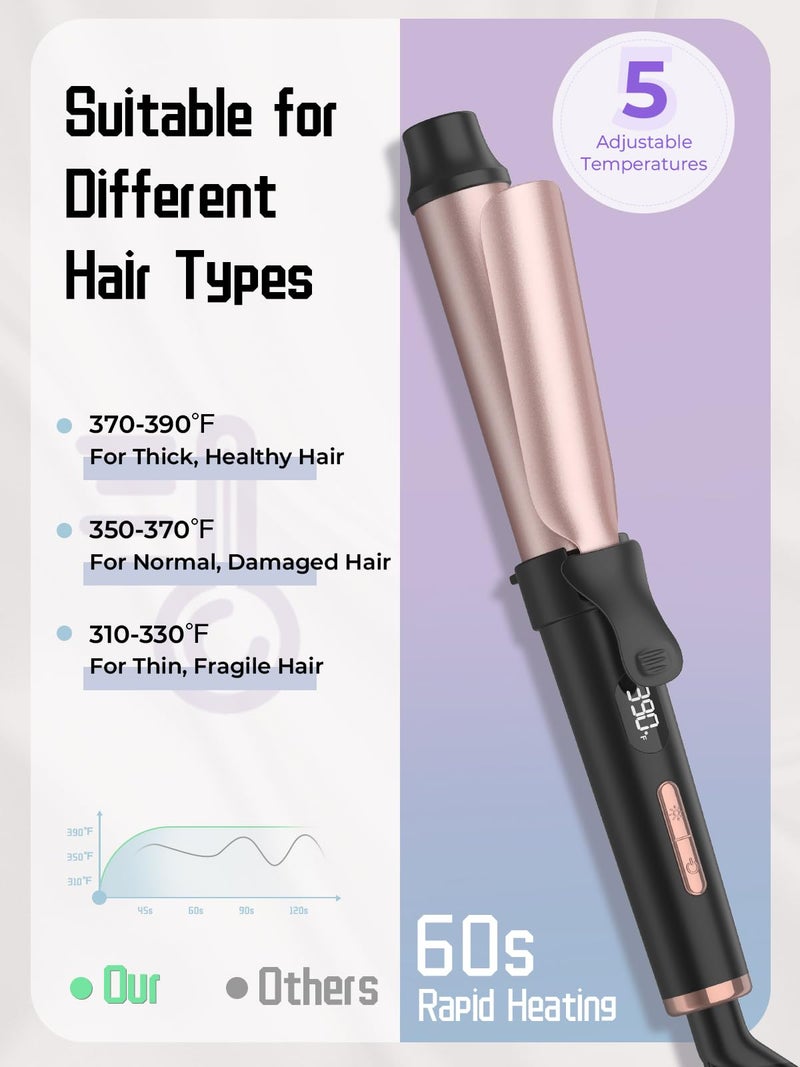 WEEYUM Travel Curling Iron 5 Adjustable Temp, 1 Inch Mini Curling Iron Travel Size with LED Display, Ceramic Mini Hair Curler with Keratin and Argan Oil Infuse, Dual Voltage - Image 3