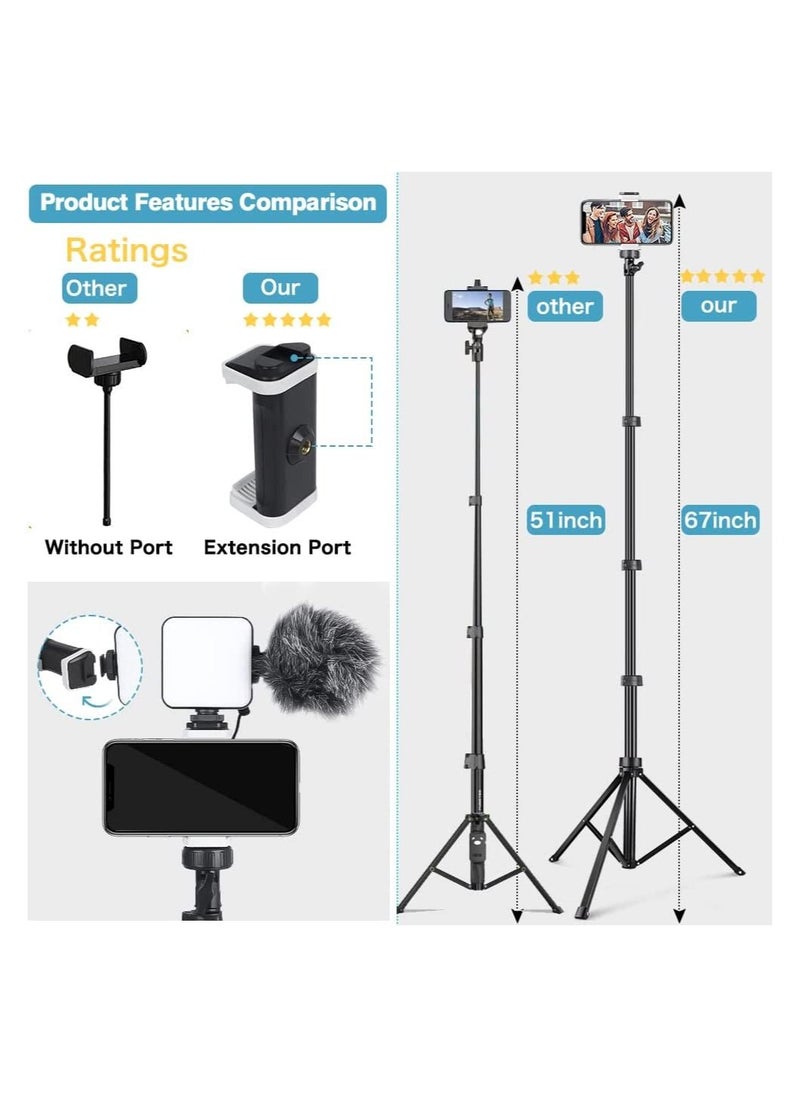 Generic - Phone Tripod Stand with Remote, Cell Phone Stand Tripod with Phone Holder for Vlogging，Recording, Compatible with iPhone&Android Phone - Image 1