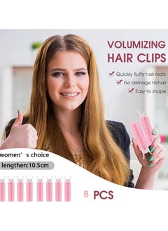 KHAJUL 8-Pcs Volumizing Hair Clips,Root Clips for Fluffy Hair,DIY Styling Curling Tools, Hair Roots Self-Grip Hair Clips(Pink)  - Image 2