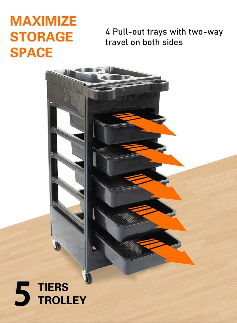 ميشيدا عربة ترولي لتصفيف الشعر في صالون التجميل 5 أدراج - Image 2