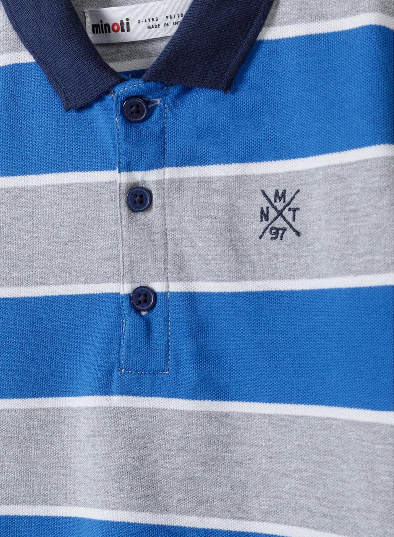MINOTI Boys' Short Sleeve Polo Shirt with Button Placket  - Image 3