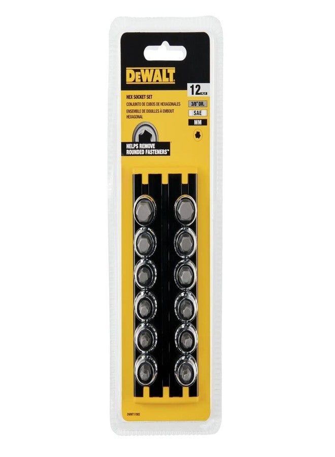 DEWALT 3/8 DRIVE, SAE & MM HEX SOCKET SET, 12PC (DWMT17002) - Image 3