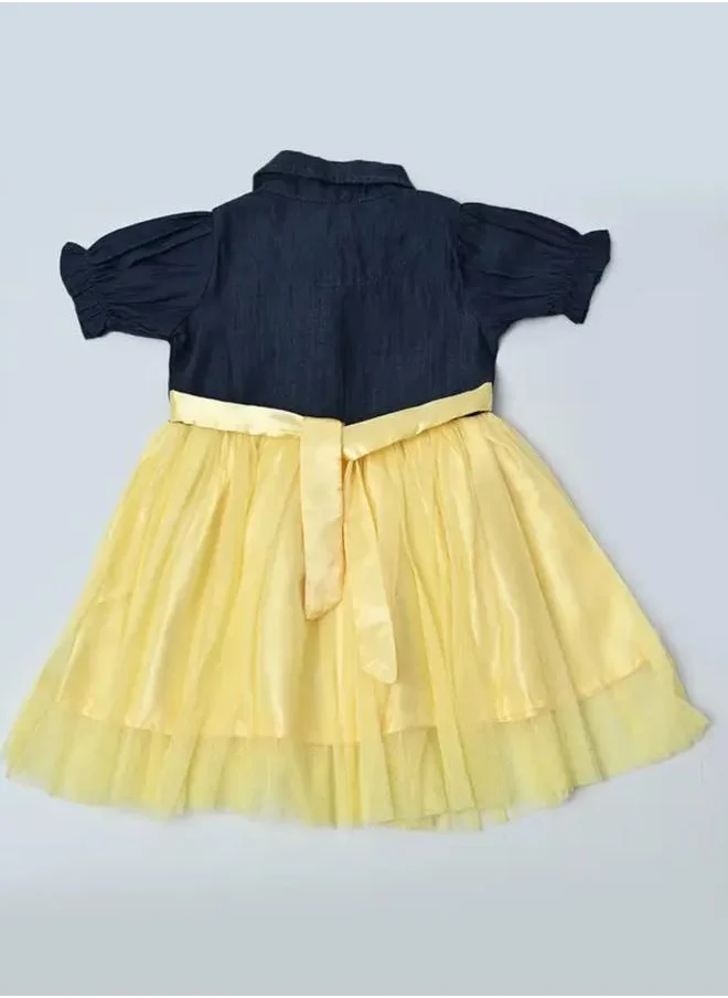BELLA MODA Bella Moda Twofer Puff Sleeves A-Line Dress with Back Tie