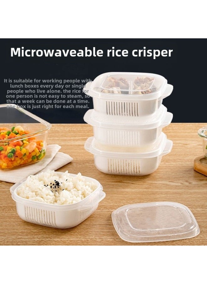 Generic - Microwavable Rice Frozen Fresh-keeping Box Lunch Box For Office Workers With Rice Fruit Box Lunch Box Double-layer Sub-packing Freezer-Specifications:White (without Stickers) - Image 1