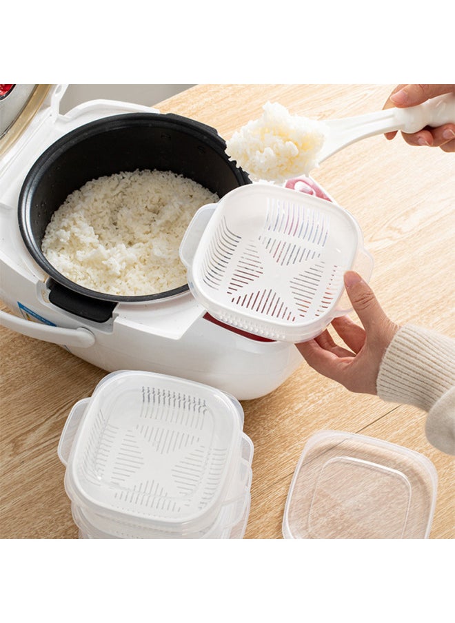 Generic - Microwavable Rice Frozen Fresh-keeping Box Lunch Box For Office Workers With Rice Fruit Box Lunch Box Double-layer Sub-packing Freezer-Specifications:White (without Stickers) - Image 1