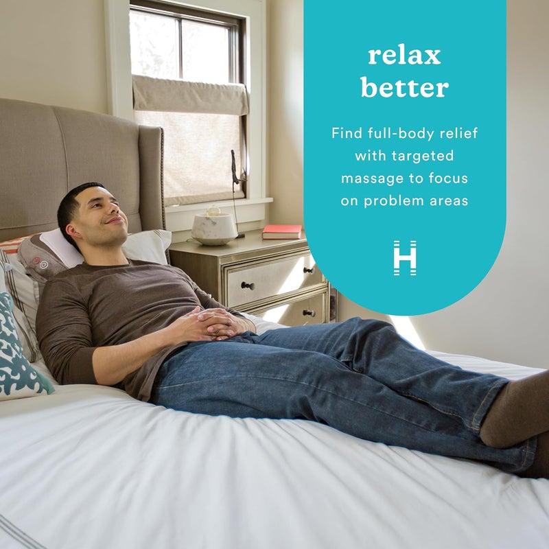 HoMedics وسادة تدليك هو ميدكس للظهر والرقبة محمولة شياتسو لجميع الجسم مع حرارة تستهدف الجزء العلوي والسفلي من الظهر والرقبة والكتفين خفيفة الوزن للسفر - Image 2