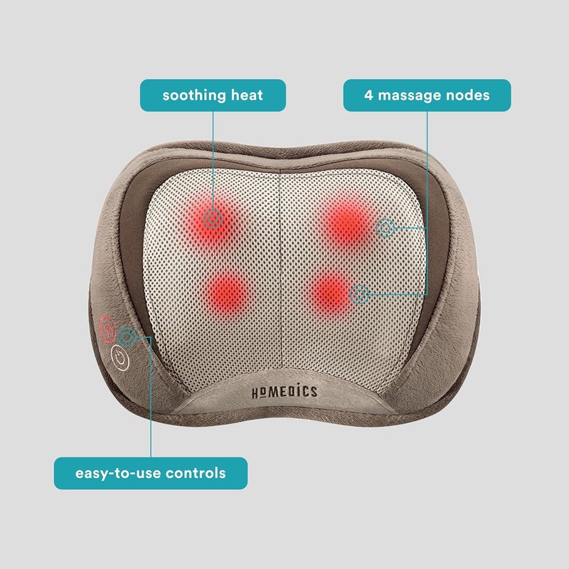 HoMedics وسادة تدليك هو ميدكس للظهر والرقبة محمولة شياتسو لجميع الجسم مع حرارة تستهدف الجزء العلوي والسفلي من الظهر والرقبة والكتفين خفيفة الوزن للسفر - Image 3