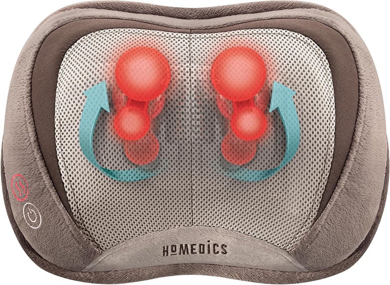 HoMedics وسادة تدليك هو ميدكس للظهر والرقبة محمولة شياتسو لجميع الجسم مع حرارة تستهدف الجزء العلوي والسفلي من الظهر والرقبة والكتفين خفيفة الوزن للسفر - Image 1