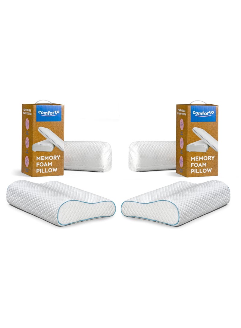 Comforto Child and Travel Memory Foam Pillow 50x30x11-8 cm Bundle Pack of 2 - Image 1