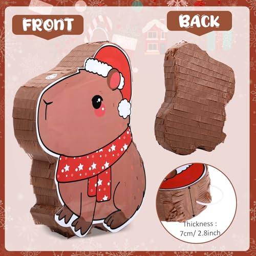 Sonwyoung Christmas Capybara Piata for Kids Birthday Party 157 x 10 x 28 Inches Santa Hat Animal Piata with Bat Blindfold and Confetti for Baby Shower Photo Props Decoration - Image 5