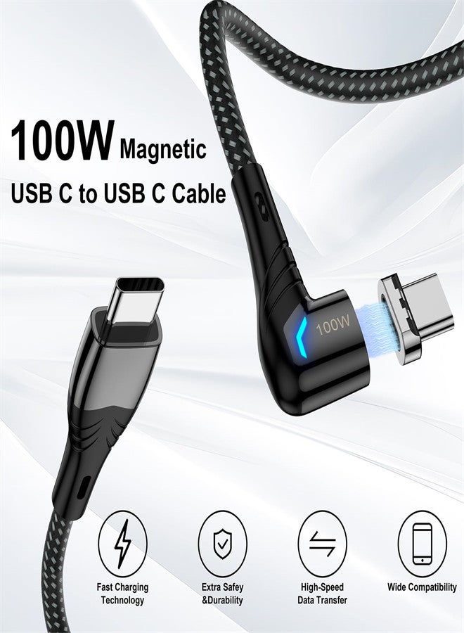 Excefore 100W USB C to USB C Charging Cable Magnetic Suction Heads Right Angle Phone Charger 5A PD Fast Charge Cord for MacBook Pro/Air for iPhone 15 Pro Galaxy S23 2 Pack, 5ft  - Image 4