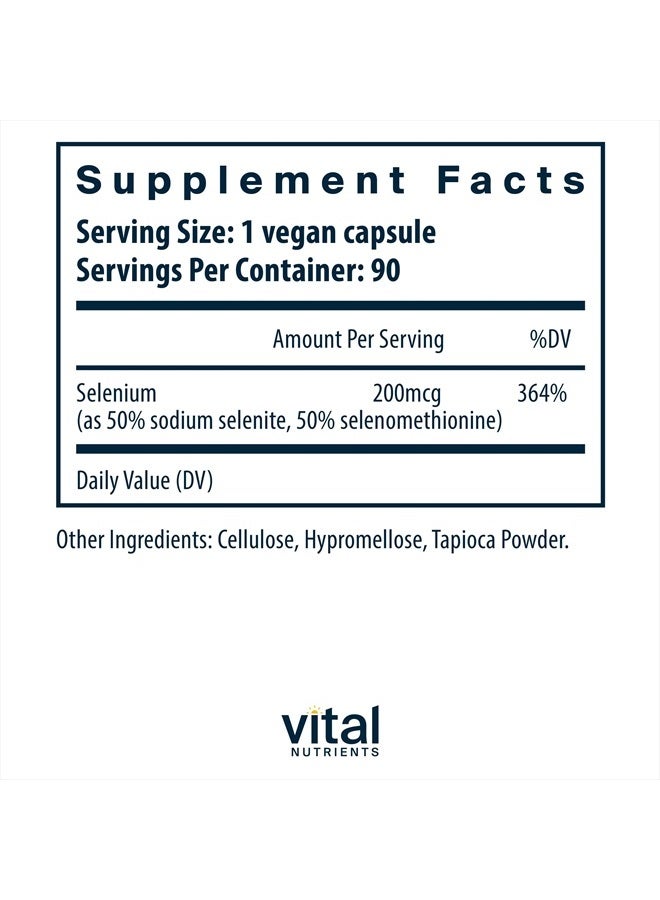 Vital Nutrients Selenium - Powerful Antioxidant Support - 90 Vegetarian Capsules per Bottle - 200 mcg - Image 2
