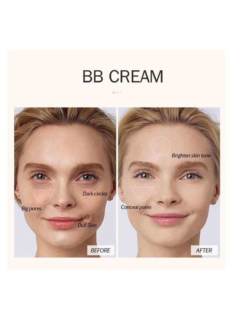 SYOSI Hydrating BB Cream, Classic Perfecting All-in-1 BB Cream, Full-Coverage Foundation & Concealer, Color Correcting Cream, Naturally Brighten Skin Tone, Evens Skin Tone for All Skin Types, Lvory  - Image 3