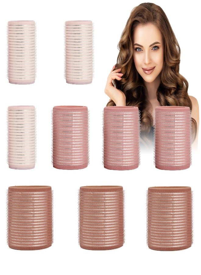 xnicx 9pcs Ceramic Ionic Thermal Hair Rollers,Self-Grip Hair Roller Set Hair Curlers,Rollers Hair Curlers to Sleep In for Hair Blowout Look,Salon Quality for Long Short Hair(Brown Pink White) - Image 1