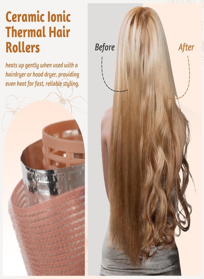 xnicx 9pcs Ceramic Ionic Thermal Hair Rollers,Self-Grip Hair Roller Set Hair Curlers,Rollers Hair Curlers to Sleep In for Hair Blowout Look,Salon Quality for Long Short Hair(Brown Pink White) - Image 4