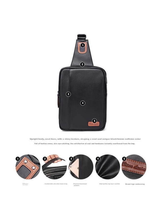 American Bison Men's Chest Bag, Top-grain Leather, Shoulder Crossbody Bag, Casual Trendy Sports Mini Backpack, Birthday Gift For Boyfriend - Image 2