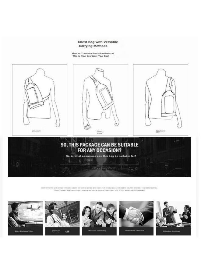 American Bison Men's Chest Bag, Top-grain Leather, Shoulder Crossbody Bag, Casual Trendy Sports Mini Backpack, Birthday Gift For Boyfriend - Image 3