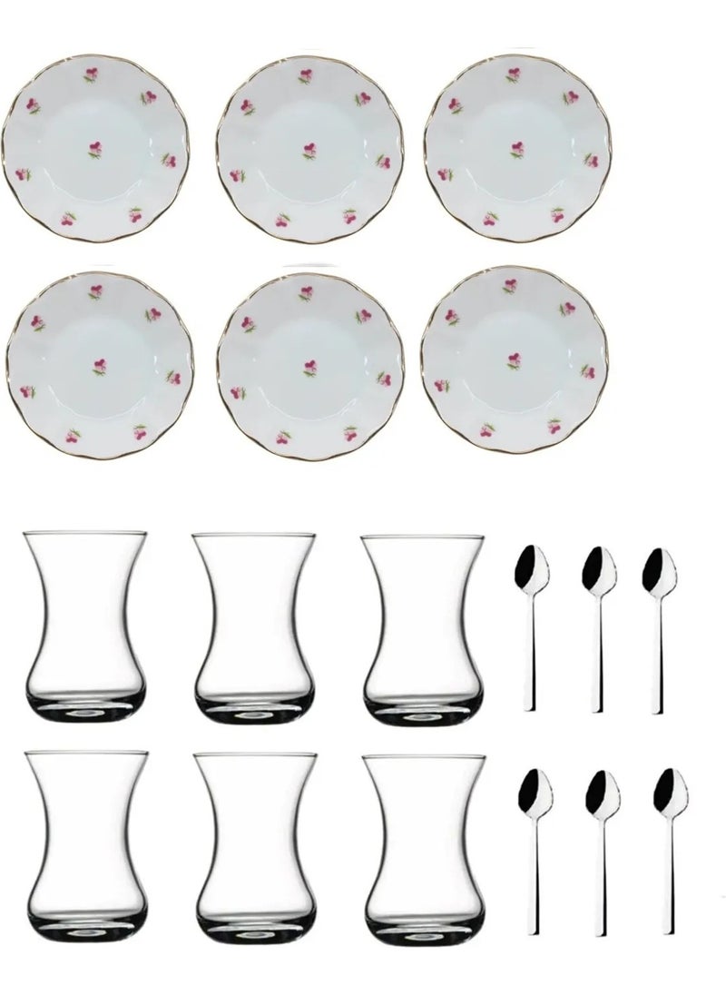 Paşabahçe 18 Piece Hercai Mineli Persian Tea Cup Set 18-Hercai-Porland 