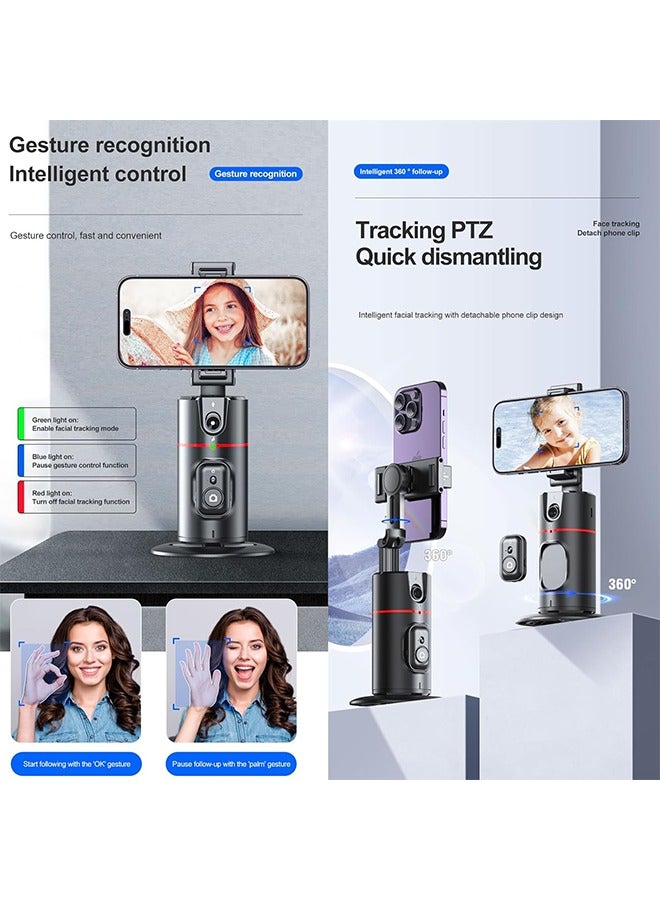 Auto Tracking Phone Holder,360° Rotation Phone Camera Mount Smart Shooting Tracking Holder with Remote Selfie Stick for iPhone Android Stabilizer Shooting Live,No App,Rechargeable  - Image 3