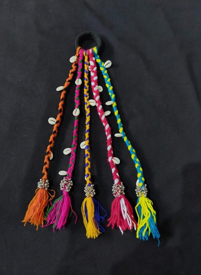 CHEENNY Navratri Look Hair braids with Rubber Bands For Rainbow Braids Girl and Women (1pcs,Multi) - Image 5