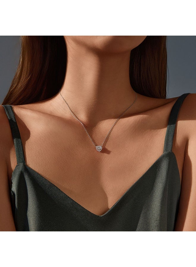 Toby Luxury Women’s Heart Moissanite Necklace 40+5CM – S925 Sterling Silver with Certificate of Authenticity and Elegant Gift Box - Image 4