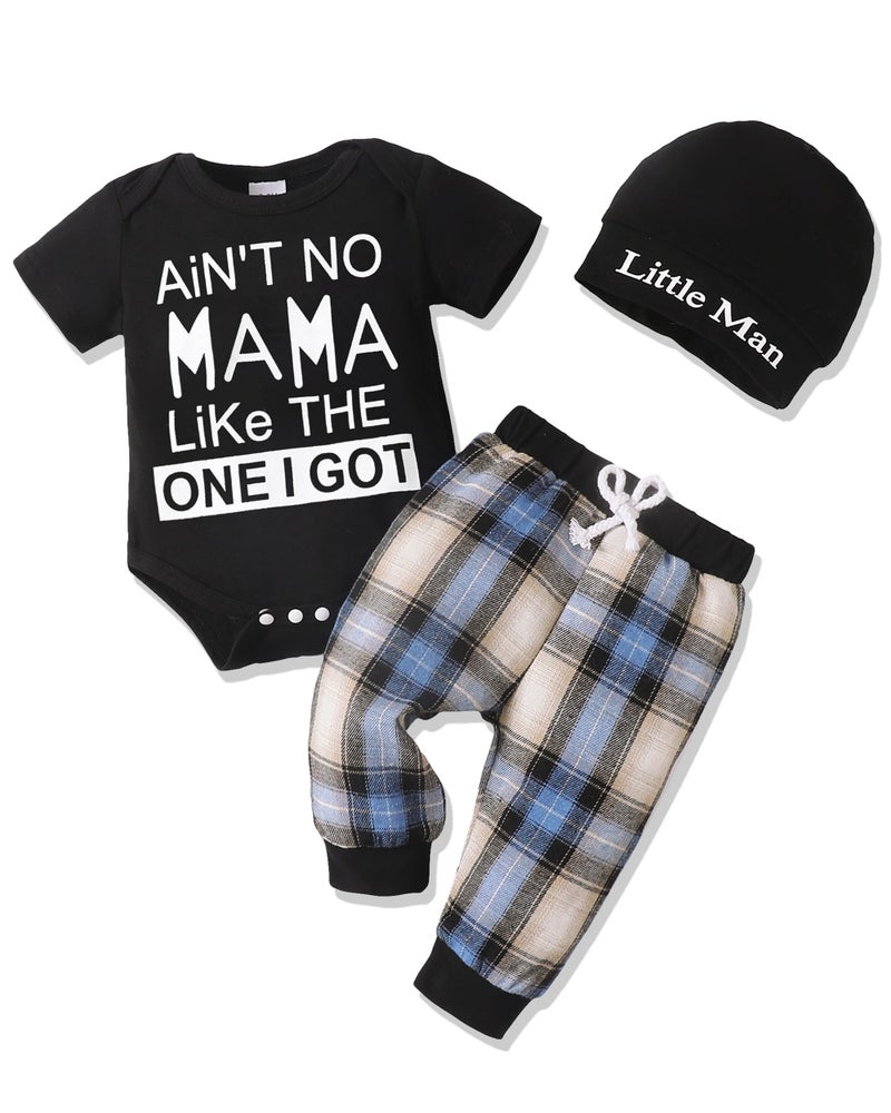 Renotemy Newborn Baby Boy Clothes Infant Boy Outfits Romper Newborn Outfits Clothing Summer Spring Baby Boy Clothes 0-3 Months Plaid - Image 1