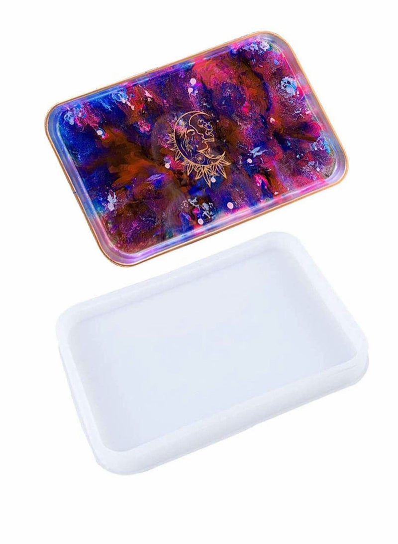 Y&D Rolling Tray Mold for Resin, Rectangle Molds, Large Molds Epoxy Resin with Edges, DIY Jewelry Holder Agate Serving Board Home Decoration and Handmade Gifts - Image 1