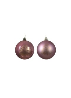 Kaemingk Decoris 8cm Baubles Shatterproof Matt & Shiny Tree Velvet Pink Assorted 1 Piece For Christmas 