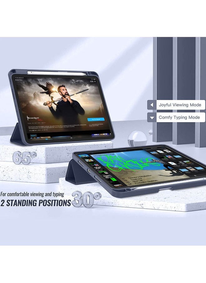 Rock Pow - New iPad Pro 11 Inch Case 2022 4th Gen/2021 3rd Gen/2020 2nd Gen with Pencil Holder,Smart iPad Case Support Touch ID and Auto Wake/Sleep with Auto 2nd Gen Pencil Charging Dark Blue - Image 1