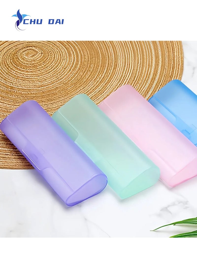 قطعتان من حافظة النظارات الشمسية البلاستيكية الشفافة المحمولة، لون عشوائي