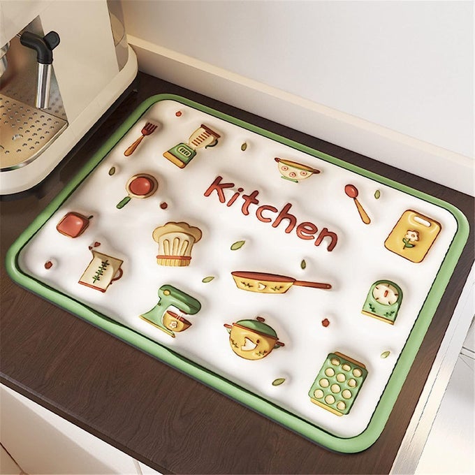 DRAINING MAT DIATOM MUD DRYING MAT ABSORBENT QUICKDRYING DISH DRAINER MAT FOR KITCHEN UTENSILS KITCHEN SINK COUNTERTOP 30 40CM