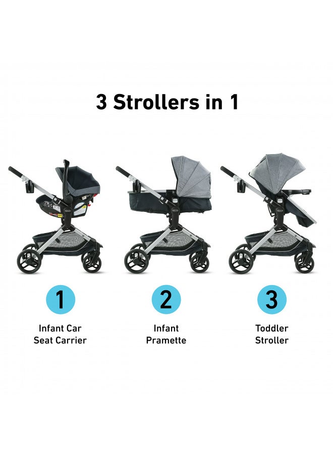 GRACO - Modes Nest Travel System, Includes Baby Stroller With Height Adjustable Reversible Seat, Pram Mode, Lightweight Aluminum Frame And Snugride 35 Lite Elite Infant Car Seat, Norah - Image 1