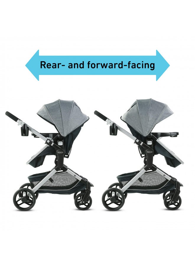 GRACO - Modes Nest Travel System, Includes Baby Stroller With Height Adjustable Reversible Seat, Pram Mode, Lightweight Aluminum Frame And Snugride 35 Lite Elite Infant Car Seat, Norah - Image 1