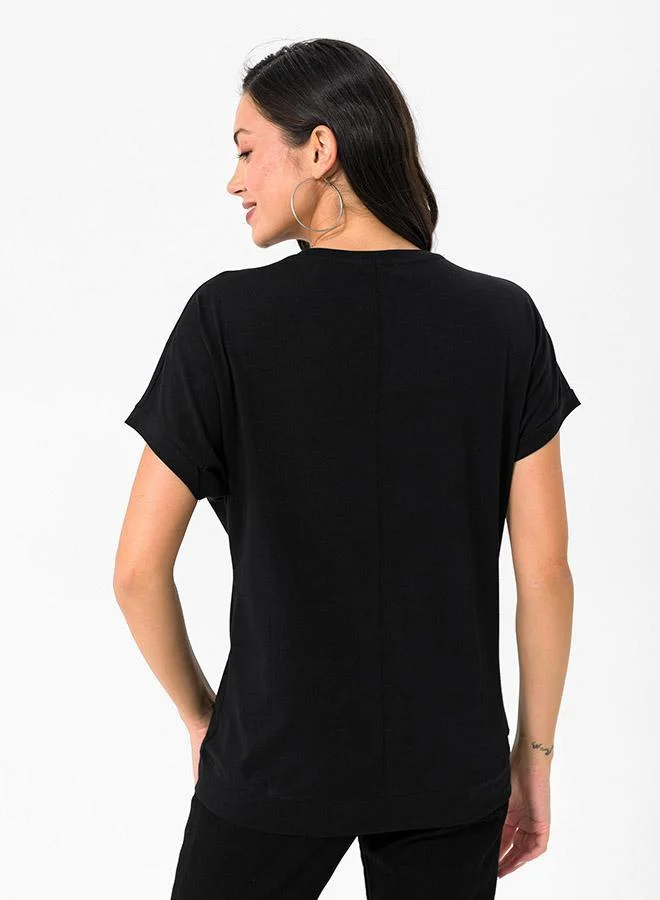 FELIX HARDY Black Crew Neck Basic Tshirt for Women | Best Price UAE