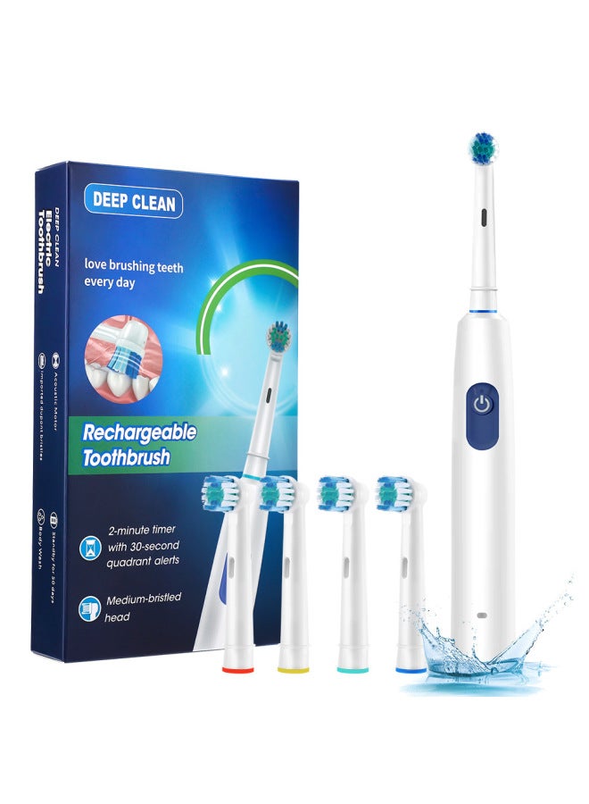 Adult Electric Toothbrush 5 Modes Round Head Rotating Brush Head Teeth Cleaner Smart Soft Bristles Gum Care