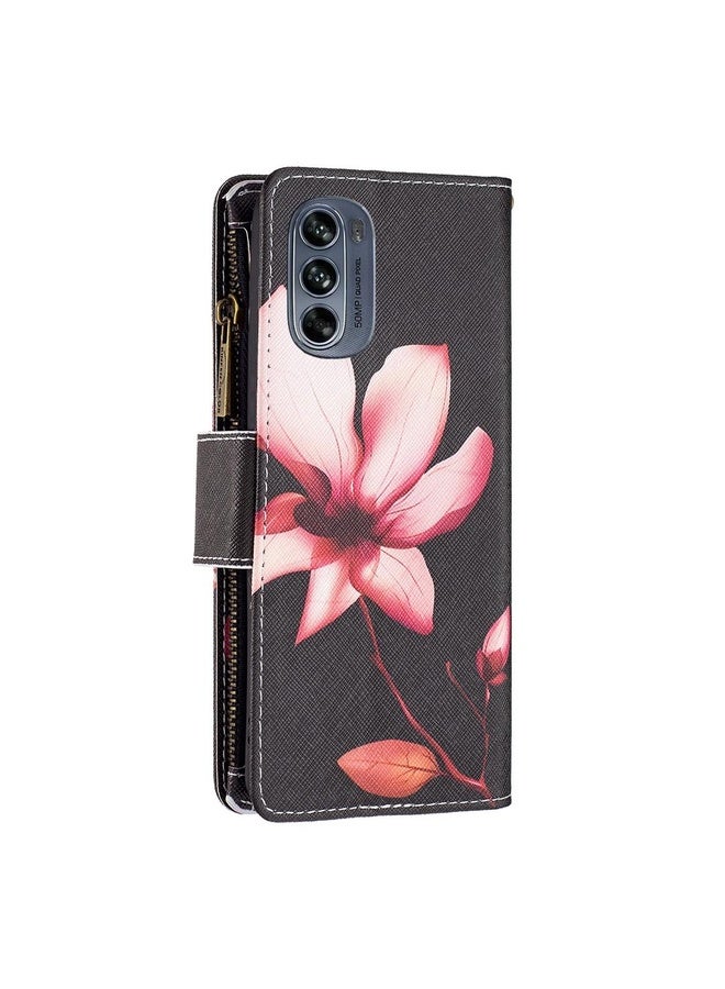 HuHa For Motorola Moto G62 Colored Drawing Pattern Zipper Leather Phone Case(Lotus)  - Image 3