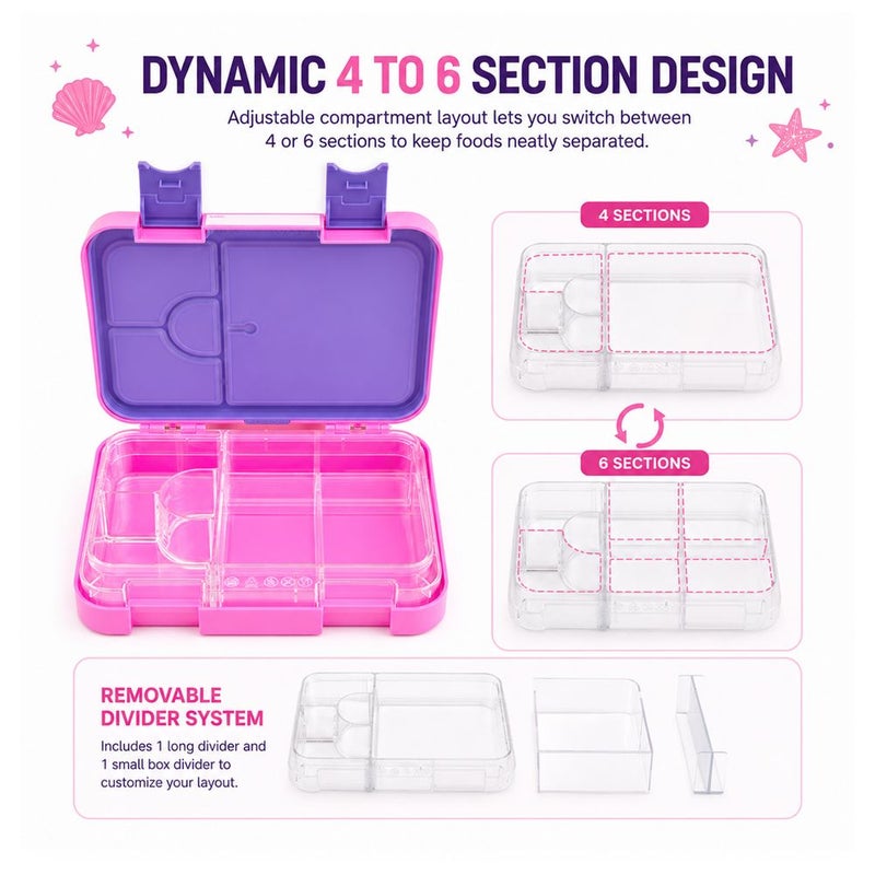 BonBon - 4-6 Compartment Lunchbox - Mermaid - Image 5