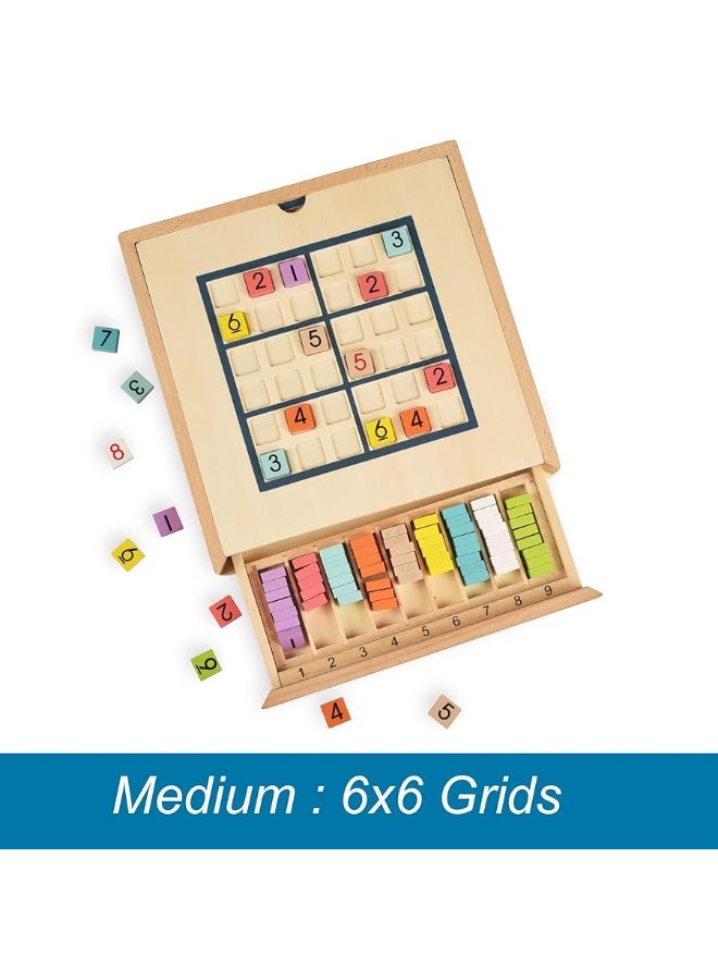 BOHS Wooden Rainbow Sudoku  3 in 1 Easy to Hard  with Book of 320 Sudoku Puzzles  Desktop Brain Teaser Game Toys - Image 1