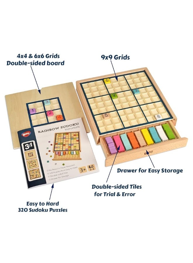 BOHS Wooden Rainbow Sudoku  3 in 1 Easy to Hard  with Book of 320 Sudoku Puzzles  Desktop Brain Teaser Game Toys - Image 5
